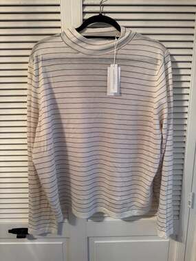 Vince NWT Striped Saddle Sleeve Wool & Cashmere-Blend Pullover Sweater